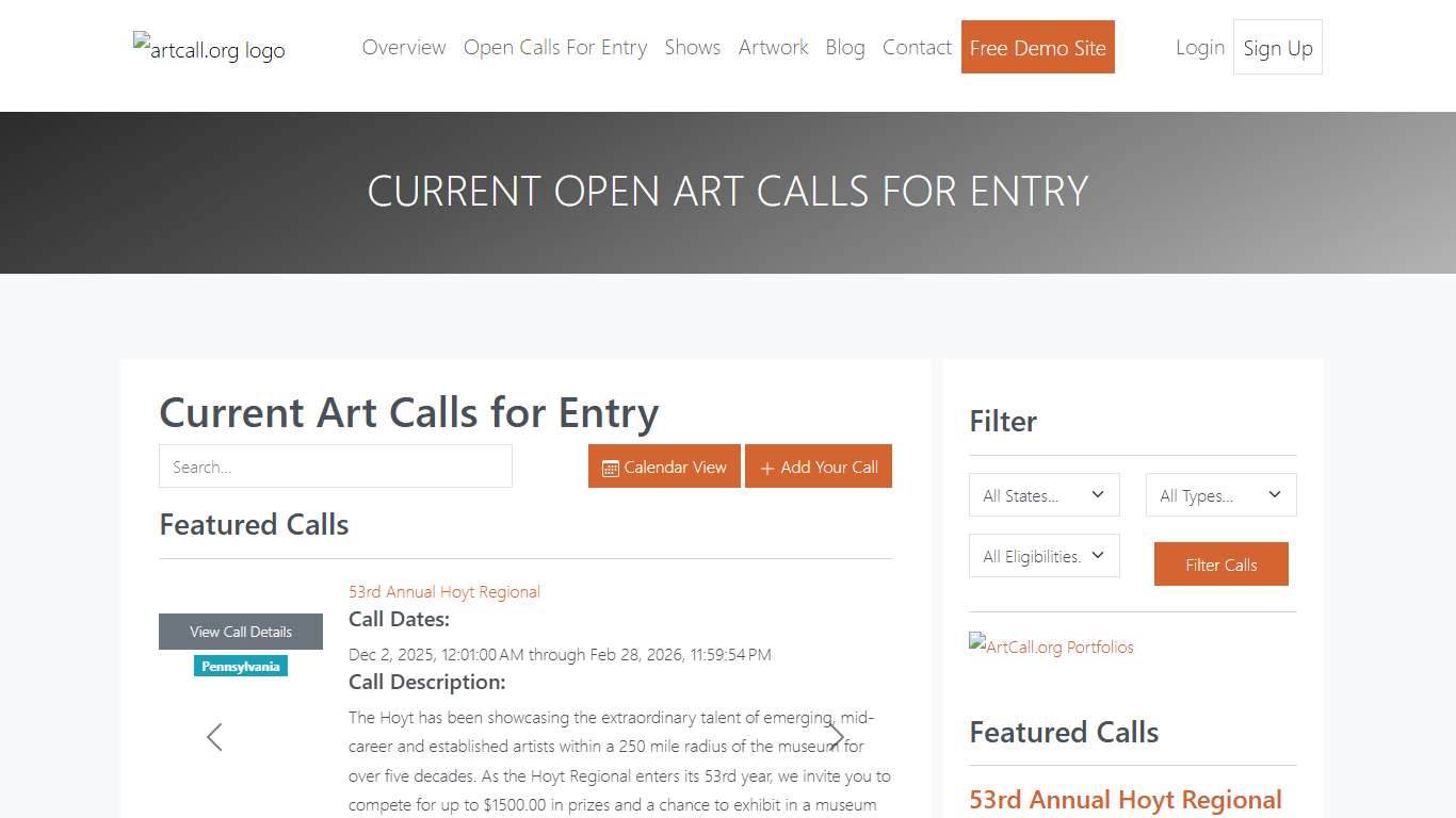 Current Open Art Calls For Entry ArtCall.org